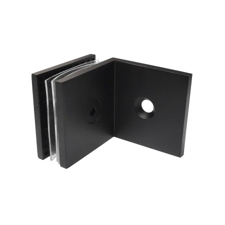 Conector perete-sticla  rectangular 90° black